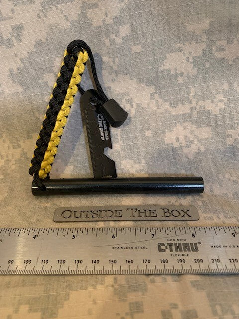 Black Beard Ferro Rod Fire Starter with Steel Striker & Paracord Handle - 1/2 x 5 Inches