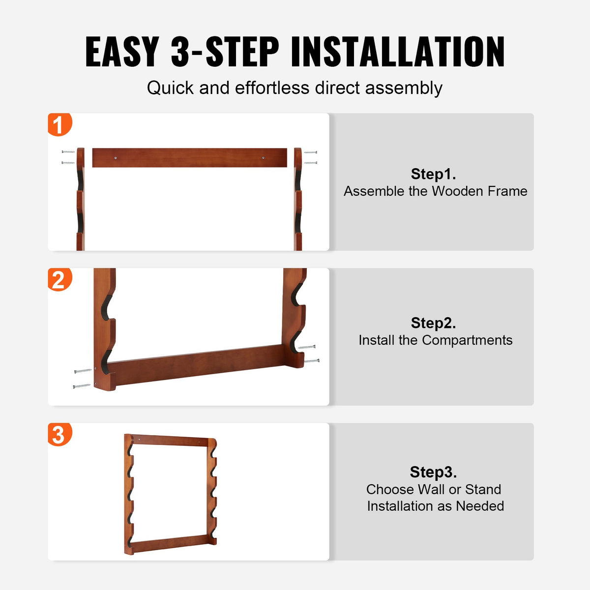 Wall Mount Gun Rack for Rifles - Holds 5 Firearms in Solid Wood