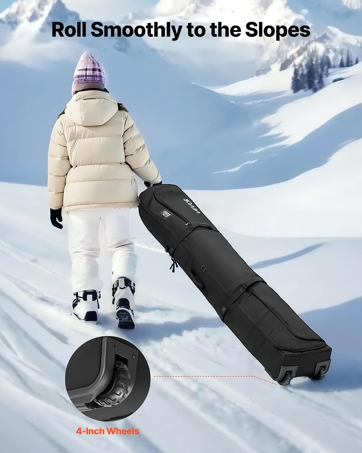 Waterproof Ski & Snowboard Roller Bag with Wheels - Padded Travel Bag for Winter Sports