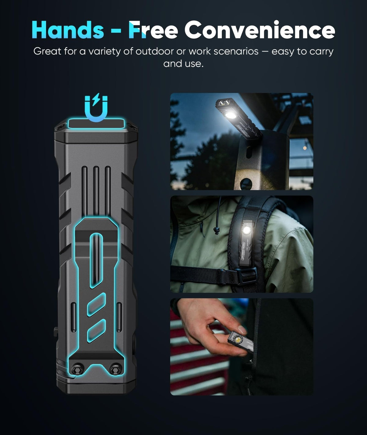 Rechargeable Tactical Flashlight 1000 Lumens with Magnetic Base & Pocket Size