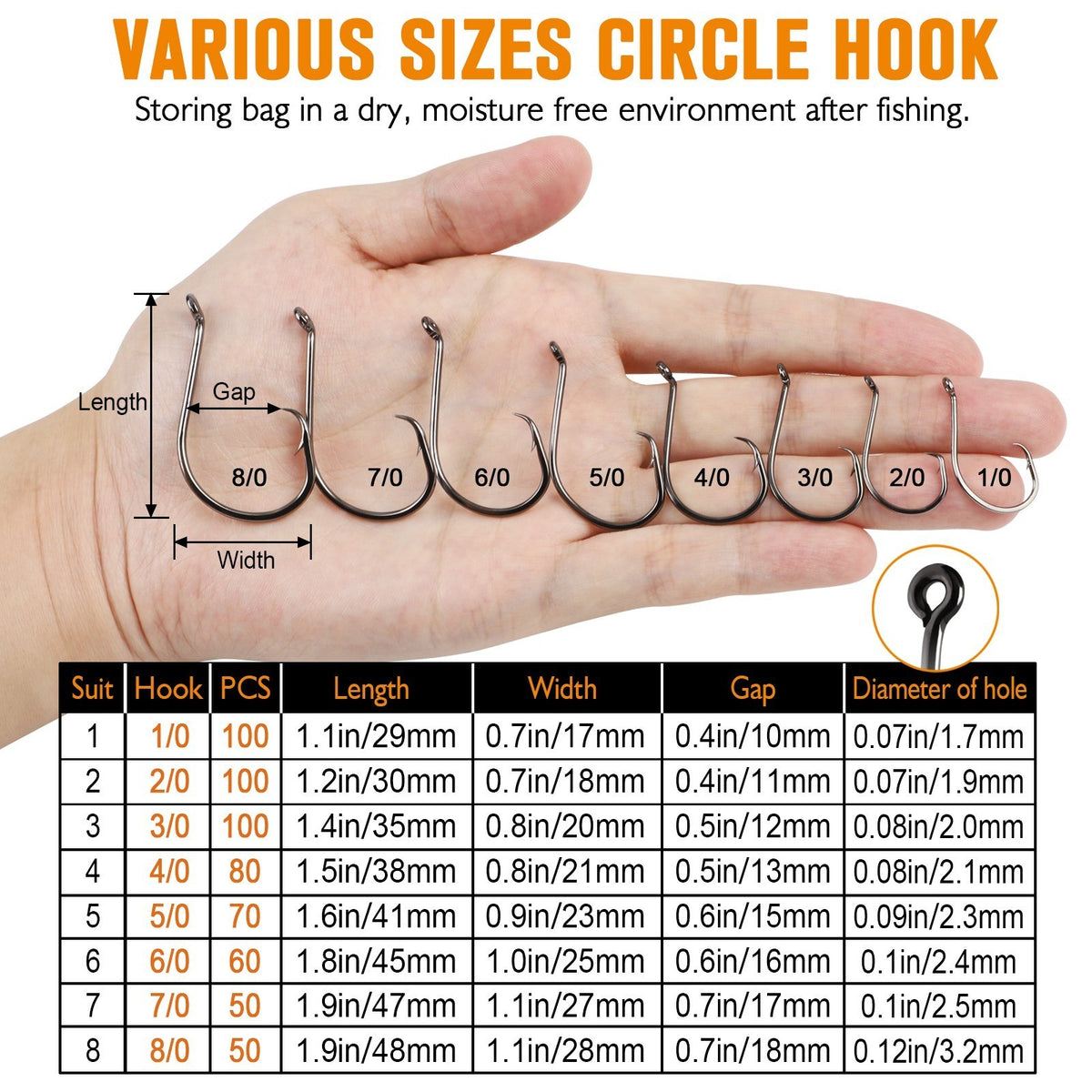 Saltwater & Freshwater Circle Fishing Hooks - 50-100PCS Octopus Hook Set
