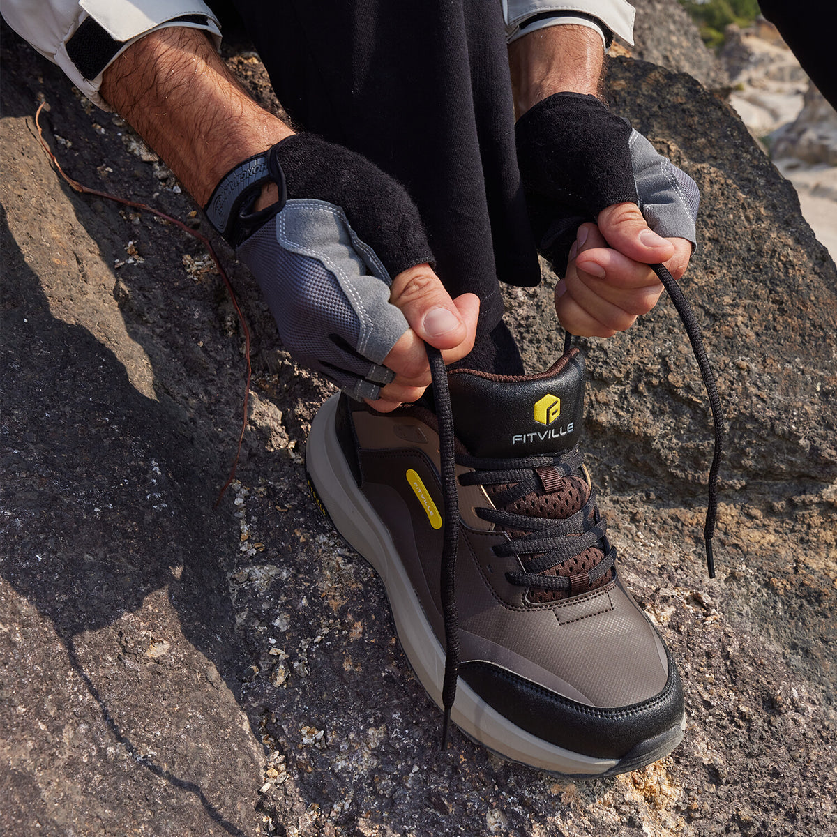 Men's Hiking Shoes Waterproof Wide Fit Outdoor Walking Sneakers