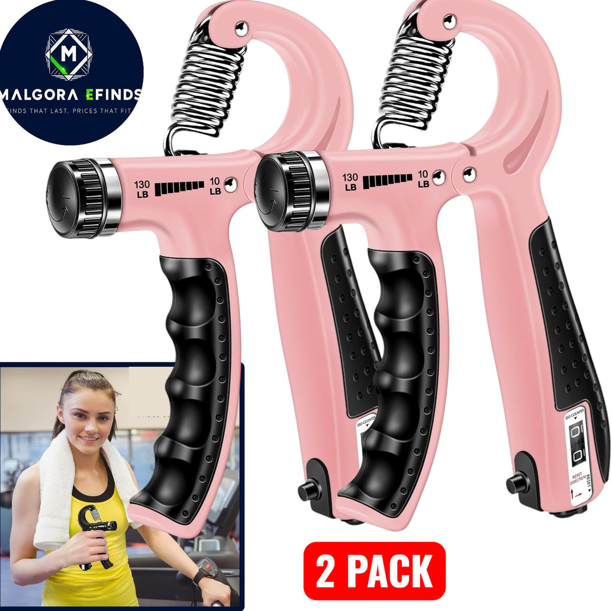 Adjustable Hand Grip Strength Trainer Set - 2 Pack for Forearm & Hand Exercise