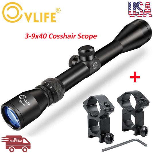 3-9X40mm with Mil Dot Crosshair, 1-Inch Mount, Hunting Optics