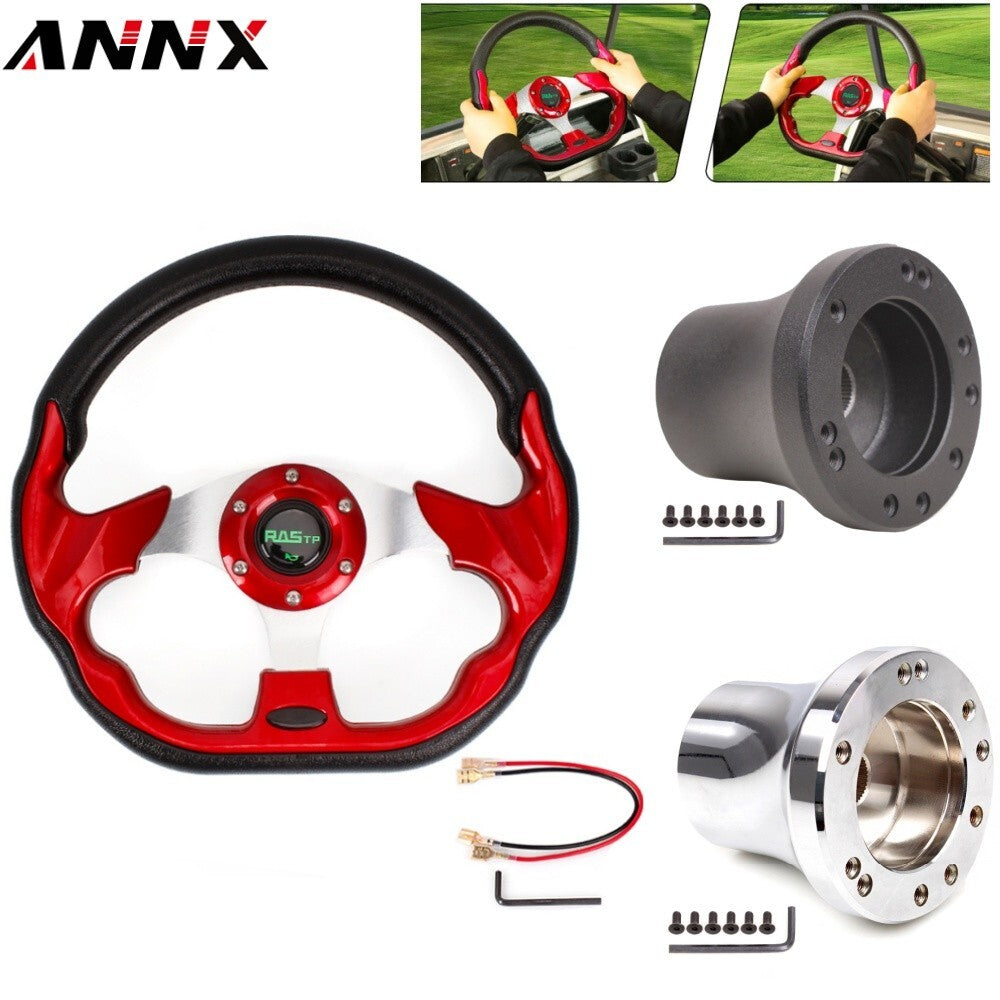 Golf Cart Steering Wheel with Hub Adapter for EZGO RXV TXT - Universal Fit
