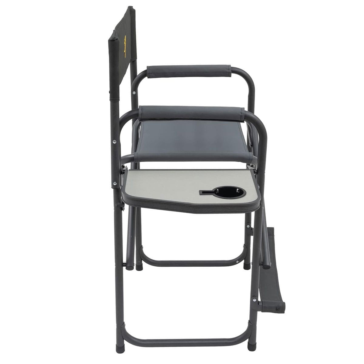 Camping Chair with Flip-Down Footrest and Side Table - Charcoal Gray