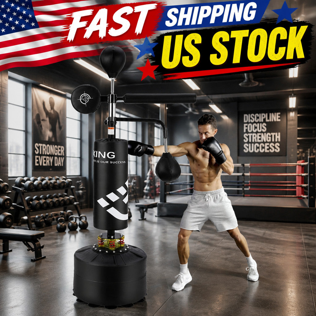 Heavy Punching Bag with Stand for Boxing and Martial Arts Training - Adjustable Height