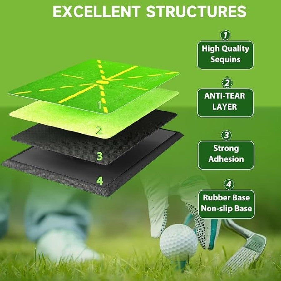 Golf Swing Training Mat with Ball Impact Feedback and Anti-Slip Base