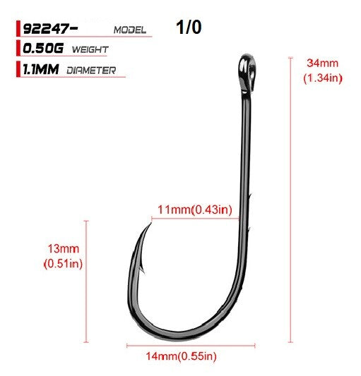 High Carbon Steel Baitholder Fishing Hooks Assortment - Multiple Sizes & Quantities