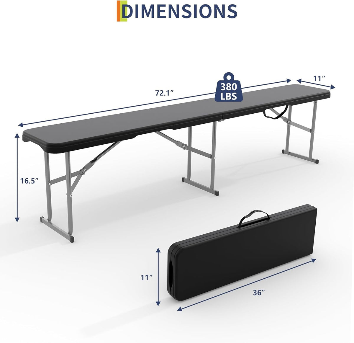 6ft Plastic Folding Bench Pack of 2 Waterproof Portable Seating for Indoor & Outdoor