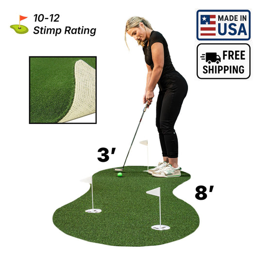 Professional Nylon Golf Putting Mat 3x8 ft Indoor Outdoor Practice Green - USA Made