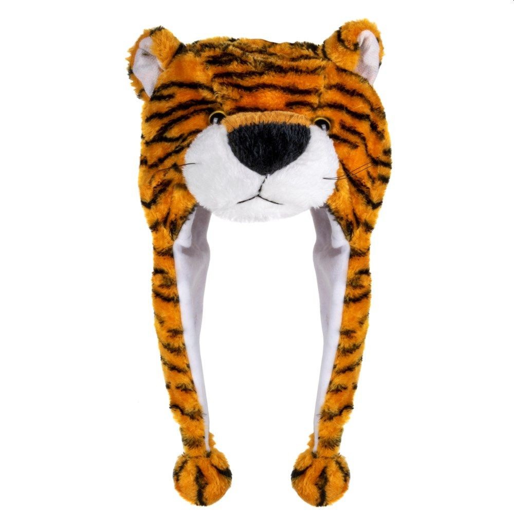 Kids Tiger Plush Animal Beanie Bomber Hat - Soft Winter Hat for Boys & Girls