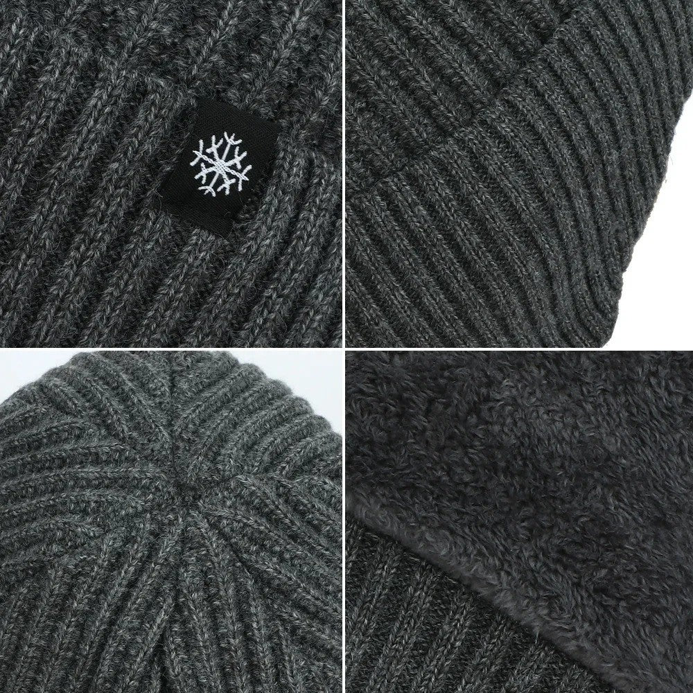 Men's Winter Knitted Beanie Hat with Faux Fur Lining Windproof Cap