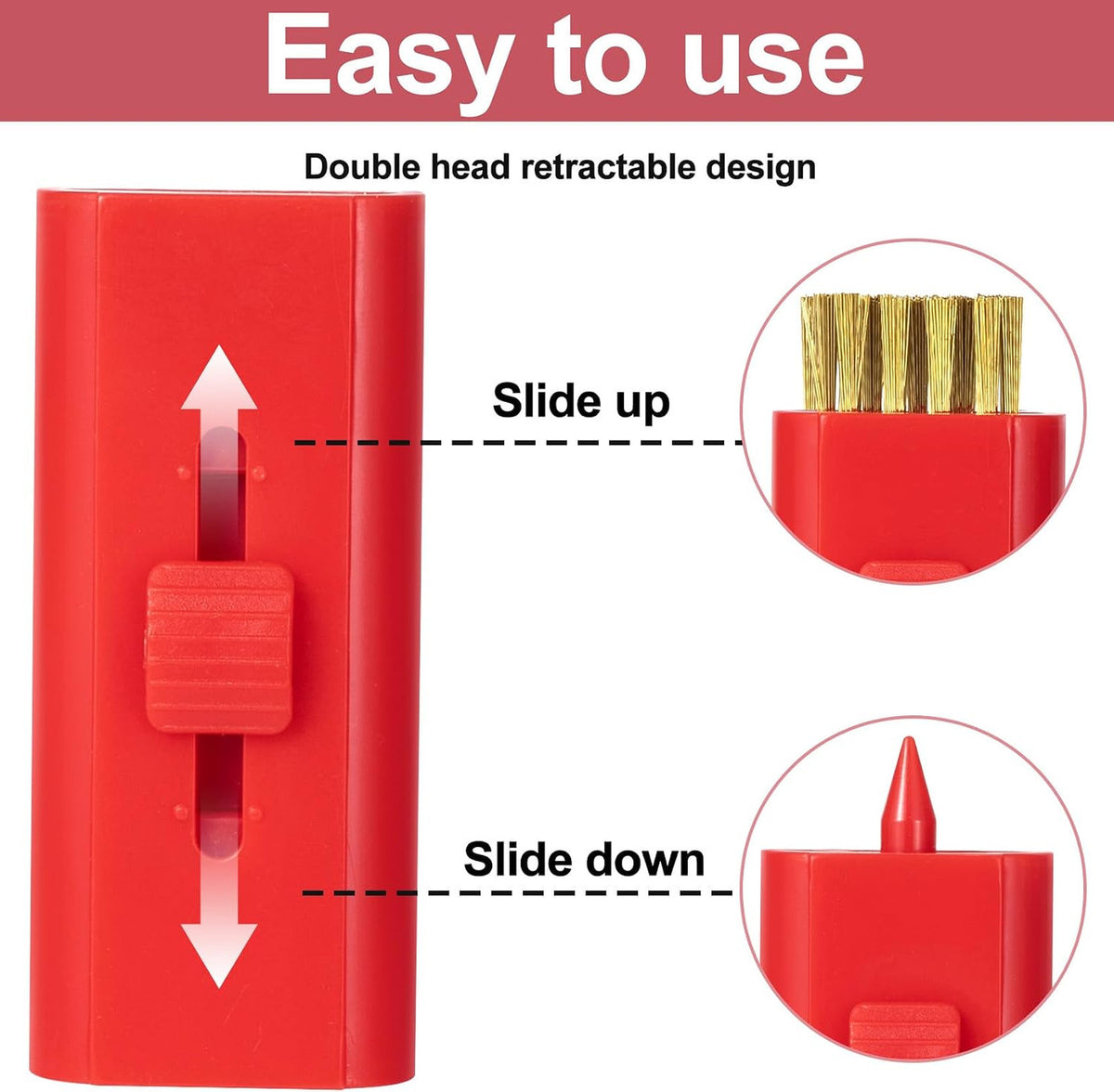 Retractable Golf Club Cleaner Brush Set - Portable Double-Sided, Brass & Spike