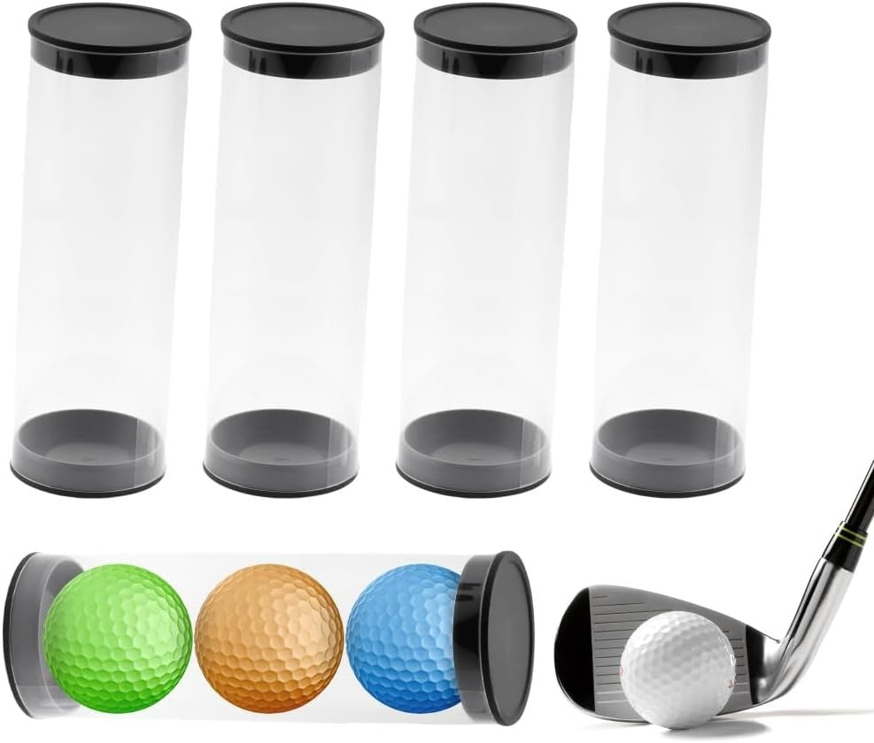5 Pack Golf Ball Storage Cases - Clear PVC Tubes with Caps for Golf & Travel