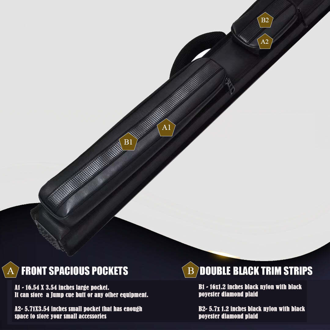 Champion Billiard Cue Case 2 Butt/2 Shaft, 2x2 2x3 3x4 Nylon Hard Case