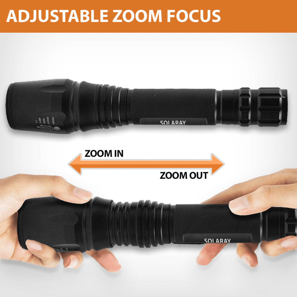 18650 LED Tactical Flashlight Kit with Zoom and 5 Light Modes