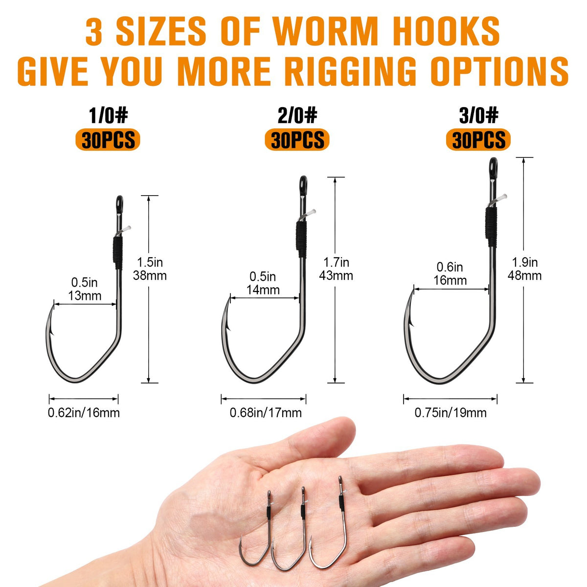 Baitkeeper Worm Hooks 30PCS Saltwater and Freshwater Fishing Hooks