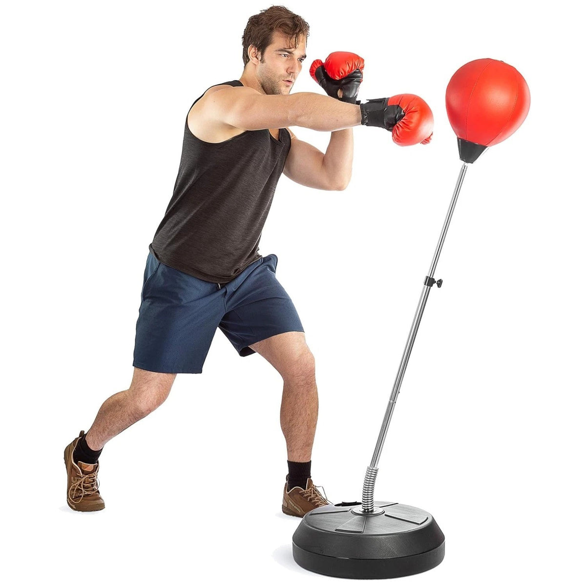 Boxing Speed Bag Set with Adjustable Stand, Gloves, Pump