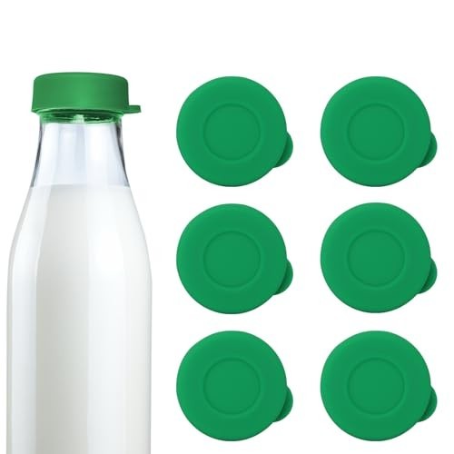 Reusable Silicone Milk Bottle Caps 48mm Green Pack of 6 for Glass Bottles