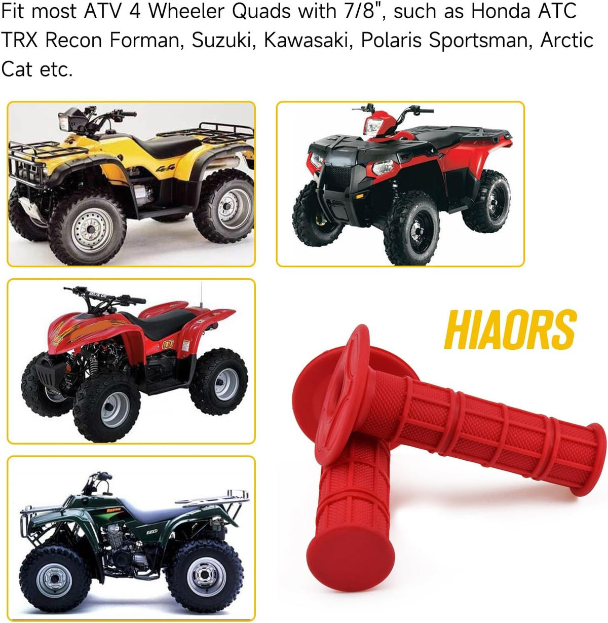 7/8 Inch ATV Handlebar Grips for Tractors and Quads - Red Left & Right Set