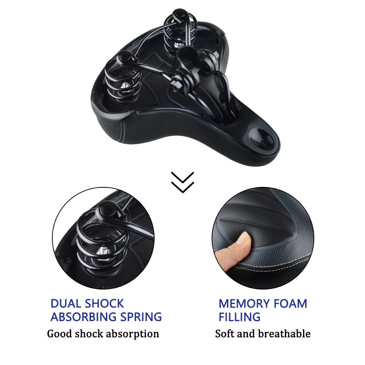 Comfort Wide Bicycle Saddle Seat with Air Cushion and Gel Pad