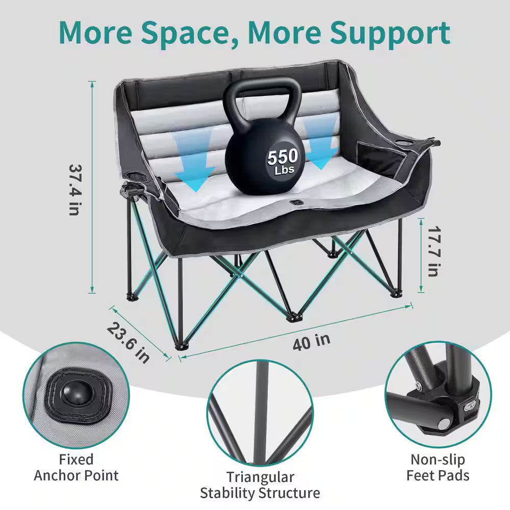 XXXL Oversized Padded Camping Loveseat - 2 Person Folding Outdoor Chair