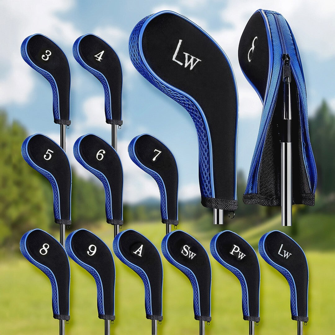 Golf Iron Head Covers 11-Piece Set for Left & Right Handed Clubs Black/Blue