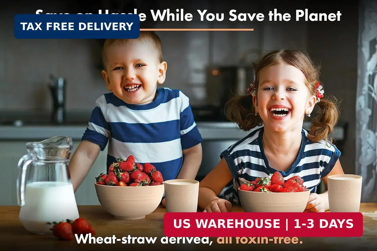 Unbreakable Wheat Straw Dinnerware Set - BPA Free, Microwave & Dishwasher Safe for Camping & Family Use