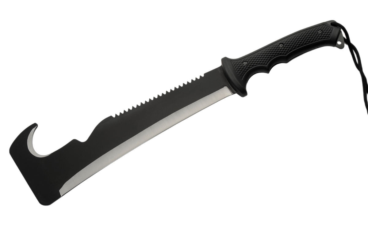 Heavy Duty Stainless Steel Machete with Gut Hook & Sheath - Full Tang 20" Blade