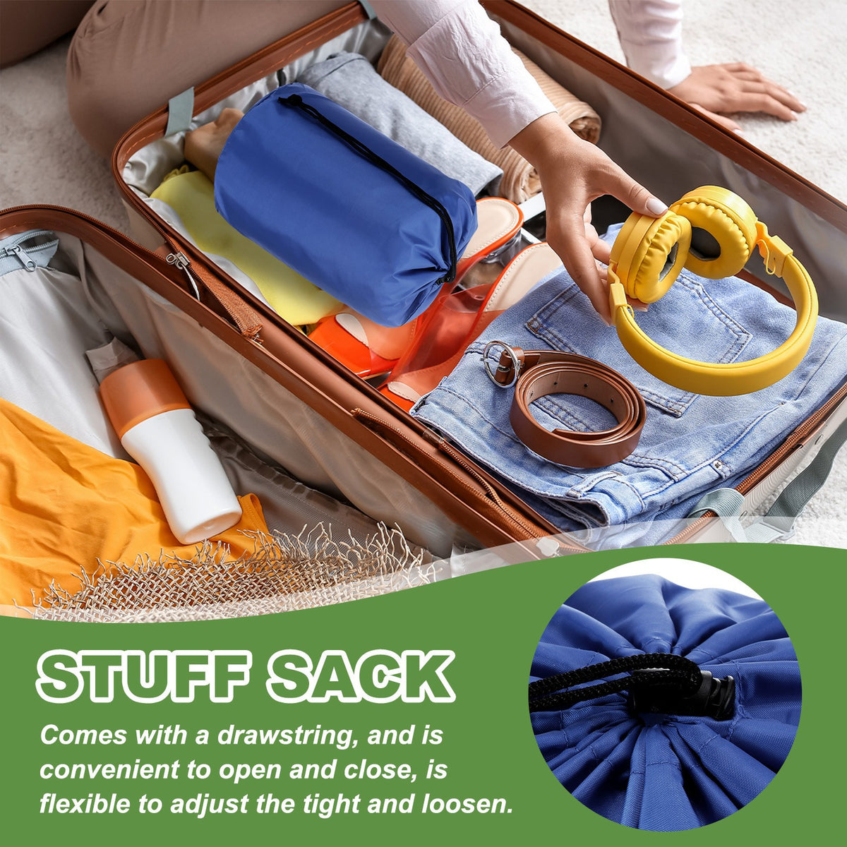 Waterproof Nylon Stuff Sack 10x20 Inch Travel & Outdoor Storage Bag