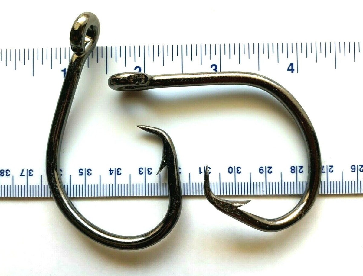 Fishing Hooks Set - 25 Offset Tuna Circle Fish Hooks Size 16/0 - Black Nickel