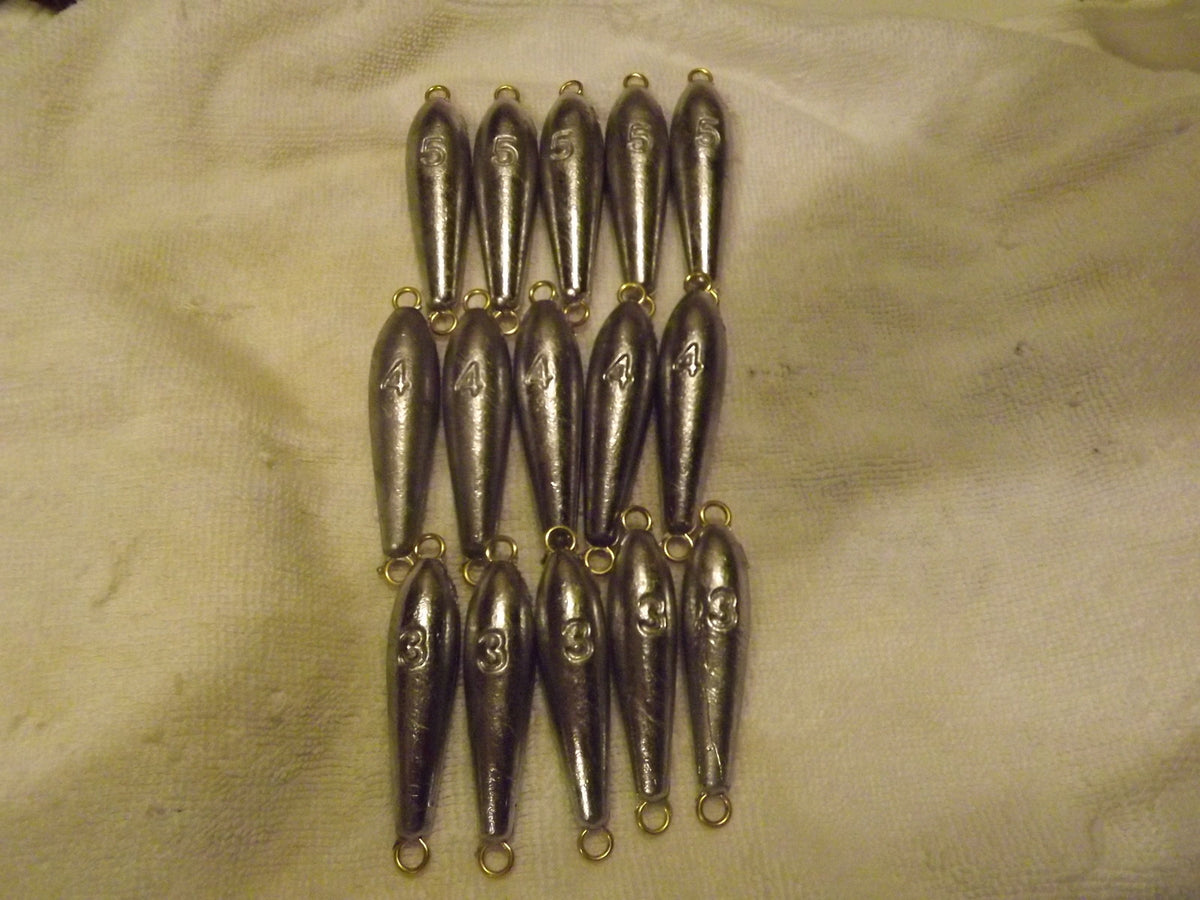 Trolling Weights Set 5-5oz, 4oz, 3oz with Brass Eyelets - Free Shipping
