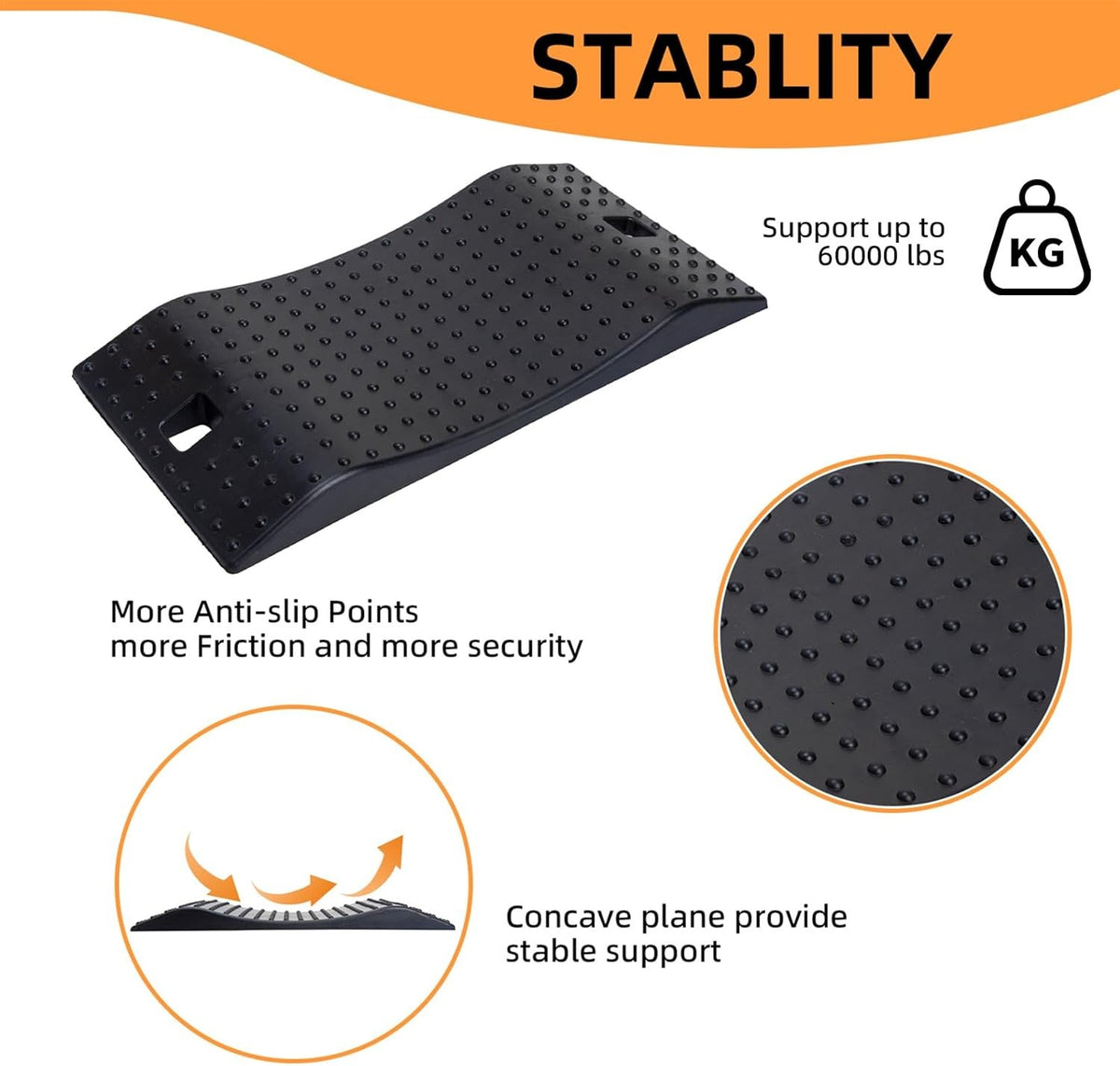 Car Tire Ramps Rubber Wheel Chocks Pack of 4 - Non-Slip Vehicle Support