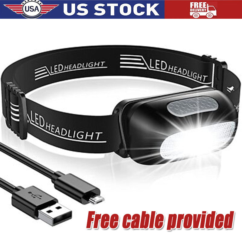 USB Rechargeable Waterproof LED Headlamp for Camping Hiking Running