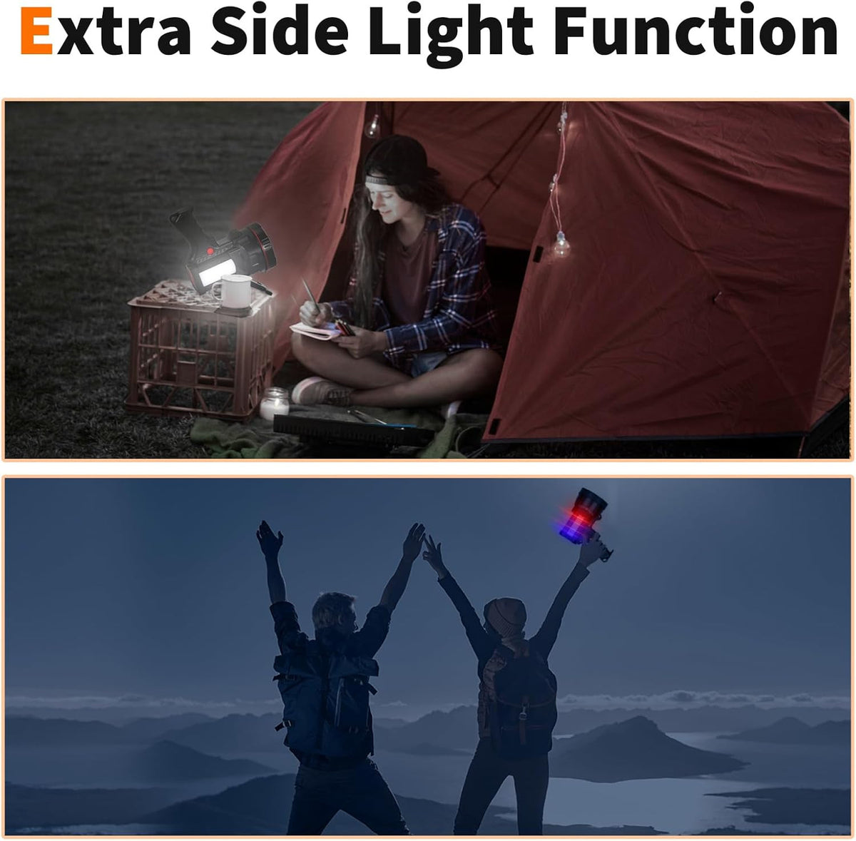 Rechargeable Handheld LED Spotlight Flashlight with Power Bank Function