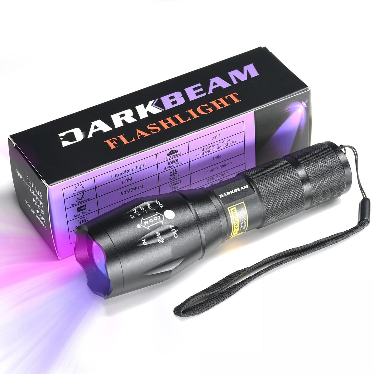 UV Blacklight 365nm & 395nm Handheld Flashlight for Stain Detection & Security