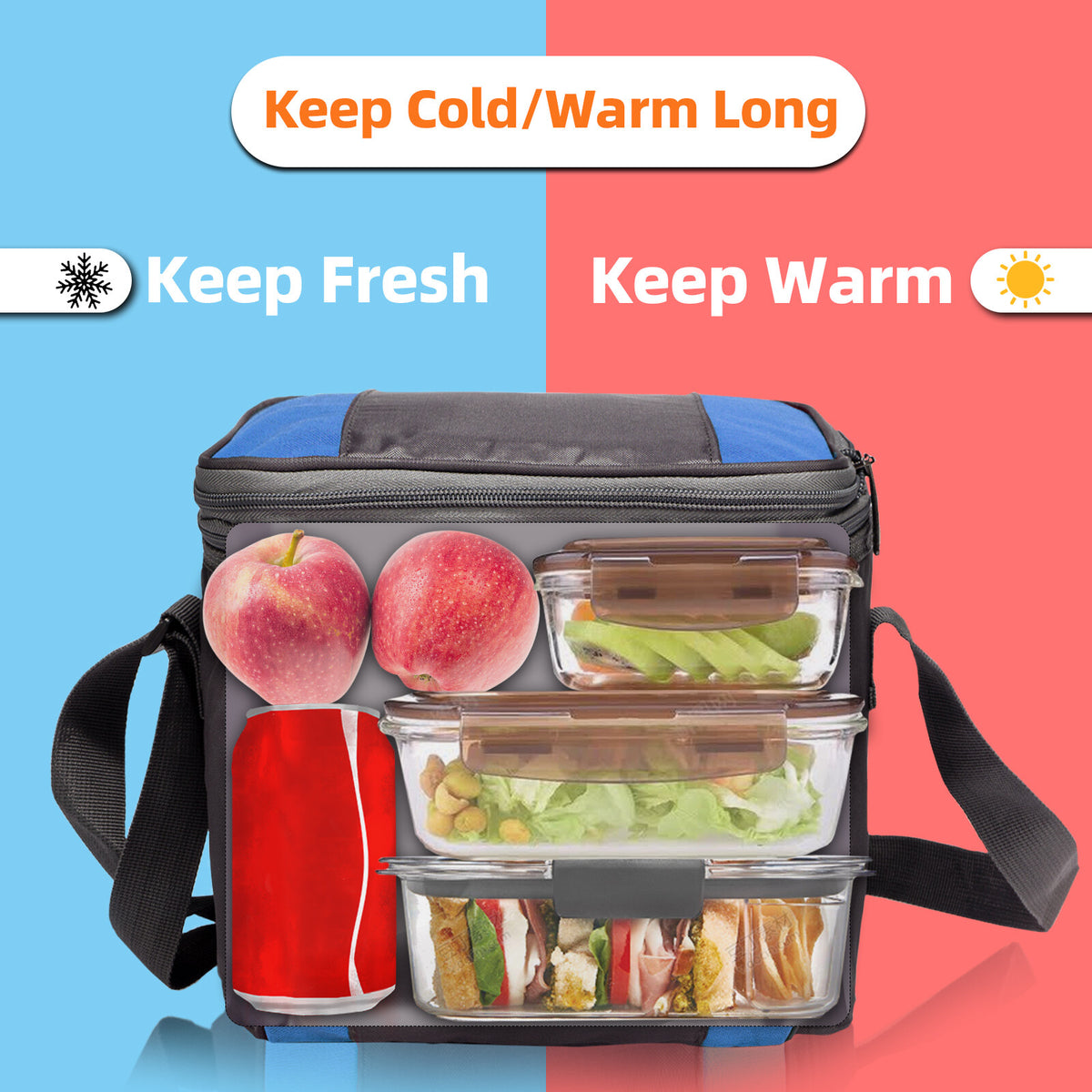 Insulated Soft-Sided Cooler Bag for 9 Cans, Leakproof Lunch Tote with Adjustable Strap