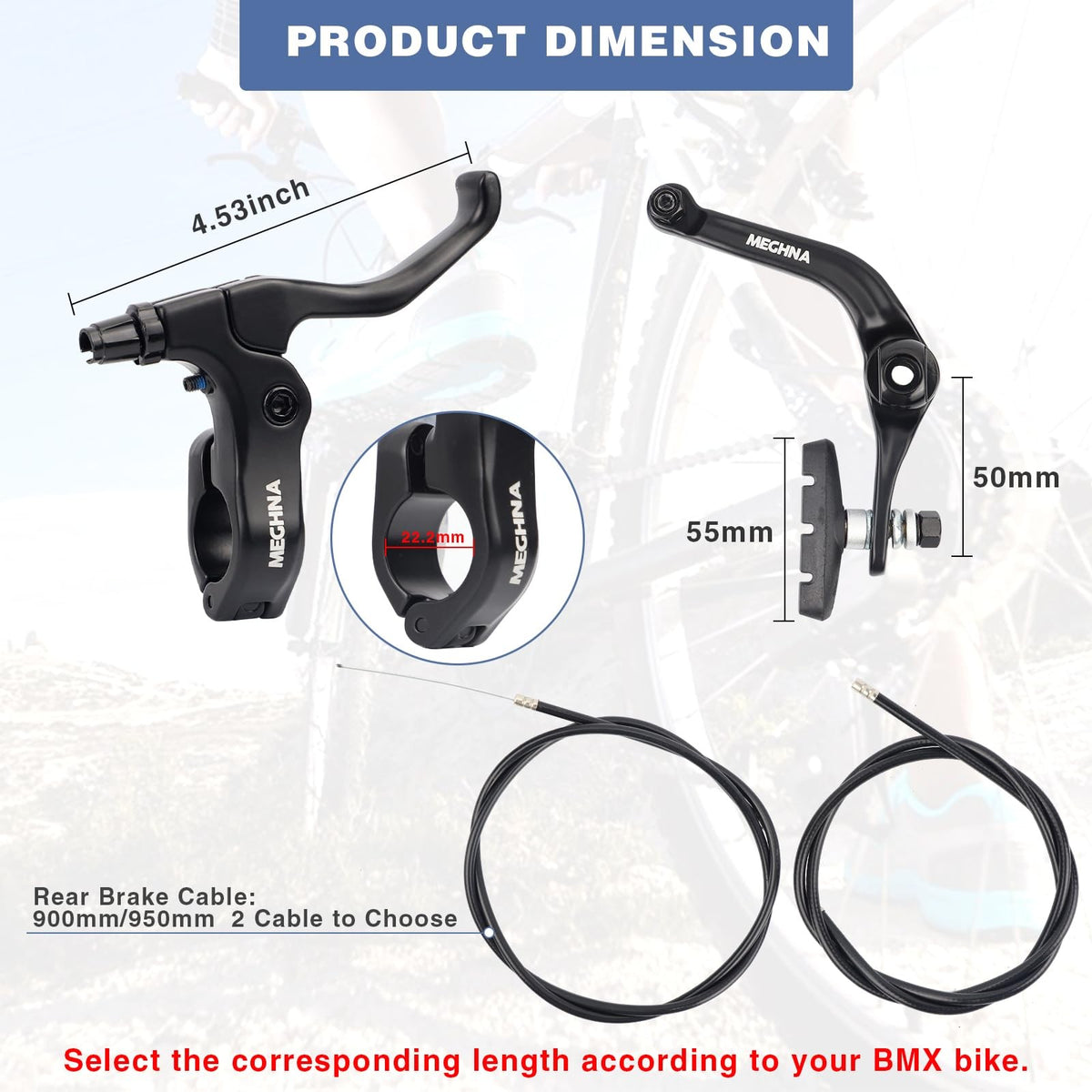 BMX Rear Aluminum Alloy Rim Brake Set - Complete Bike U Brakes Kit