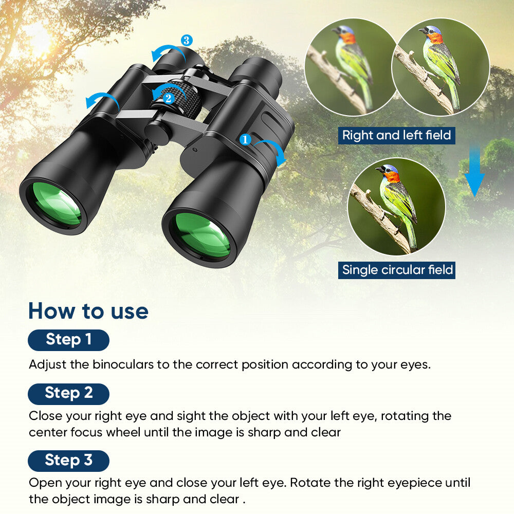 High Power Military Binoculars 8-24x50 Waterproof Night Viewing Optics