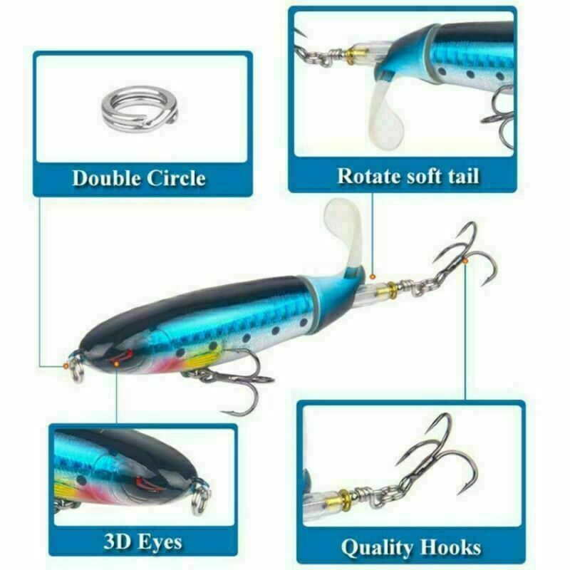 Topwater Fishing Lures Set with Rotating Tails for Bass and Saltwater