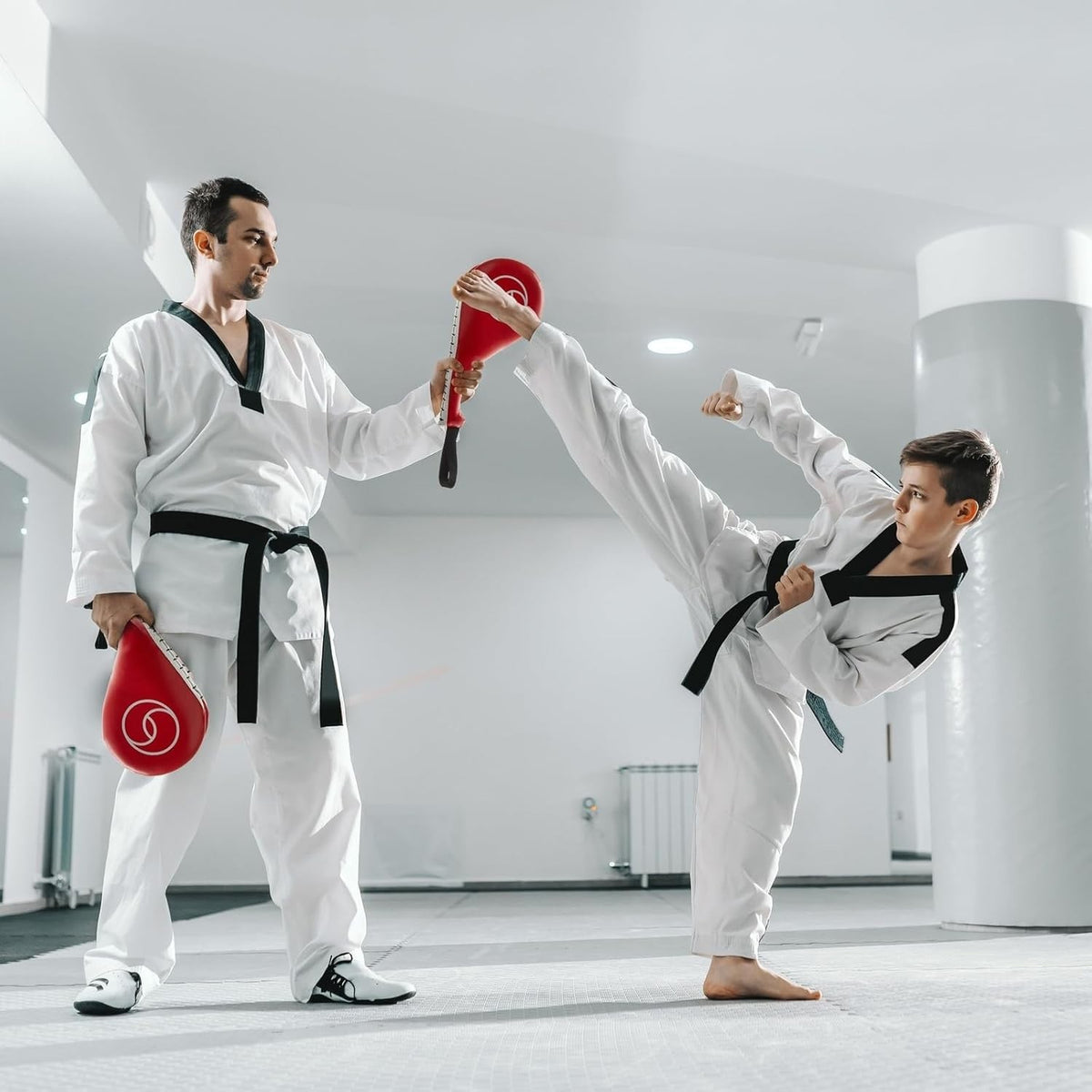 Red Taekwondo Kick Pads 15x2.5x7.5 in - 2 Pack Martial Arts Training Gear