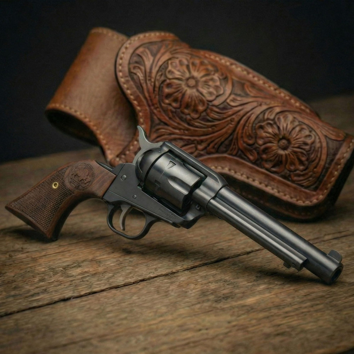 Ruger Revolver Walnut Buffalo Nickel Grips - Fits Super Wrangler & Blackhawk