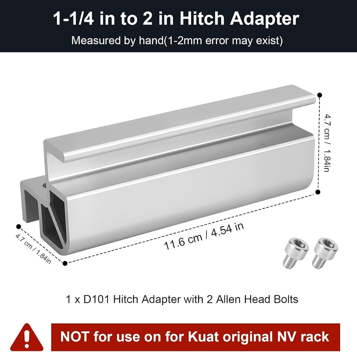 Bike Hitch Adapter 1.25 to 2 Inch Aluminum for Bike Racks Compatibility