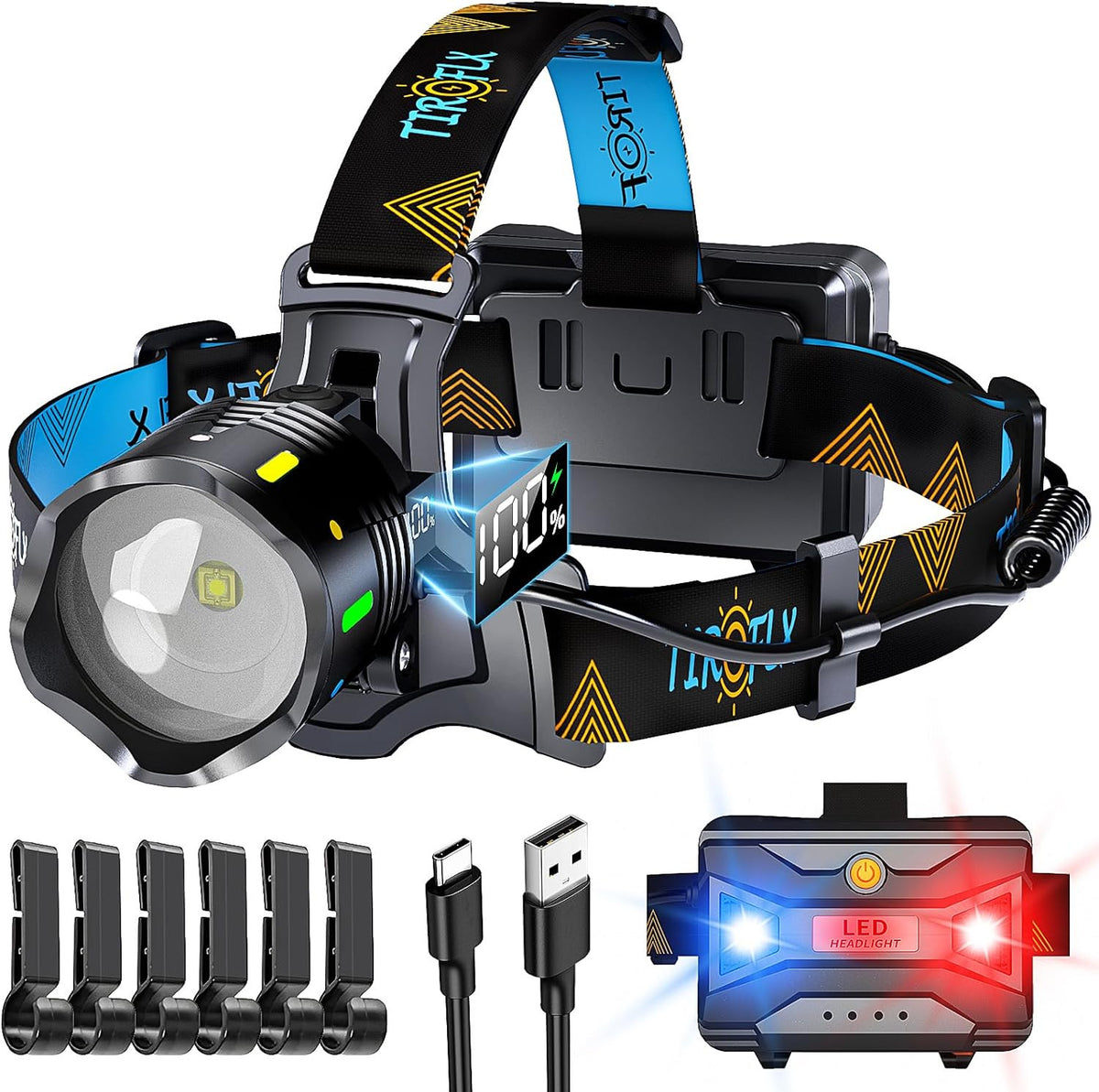 Rechargeable LED Headlamp with High Brightness & Waterproof Design