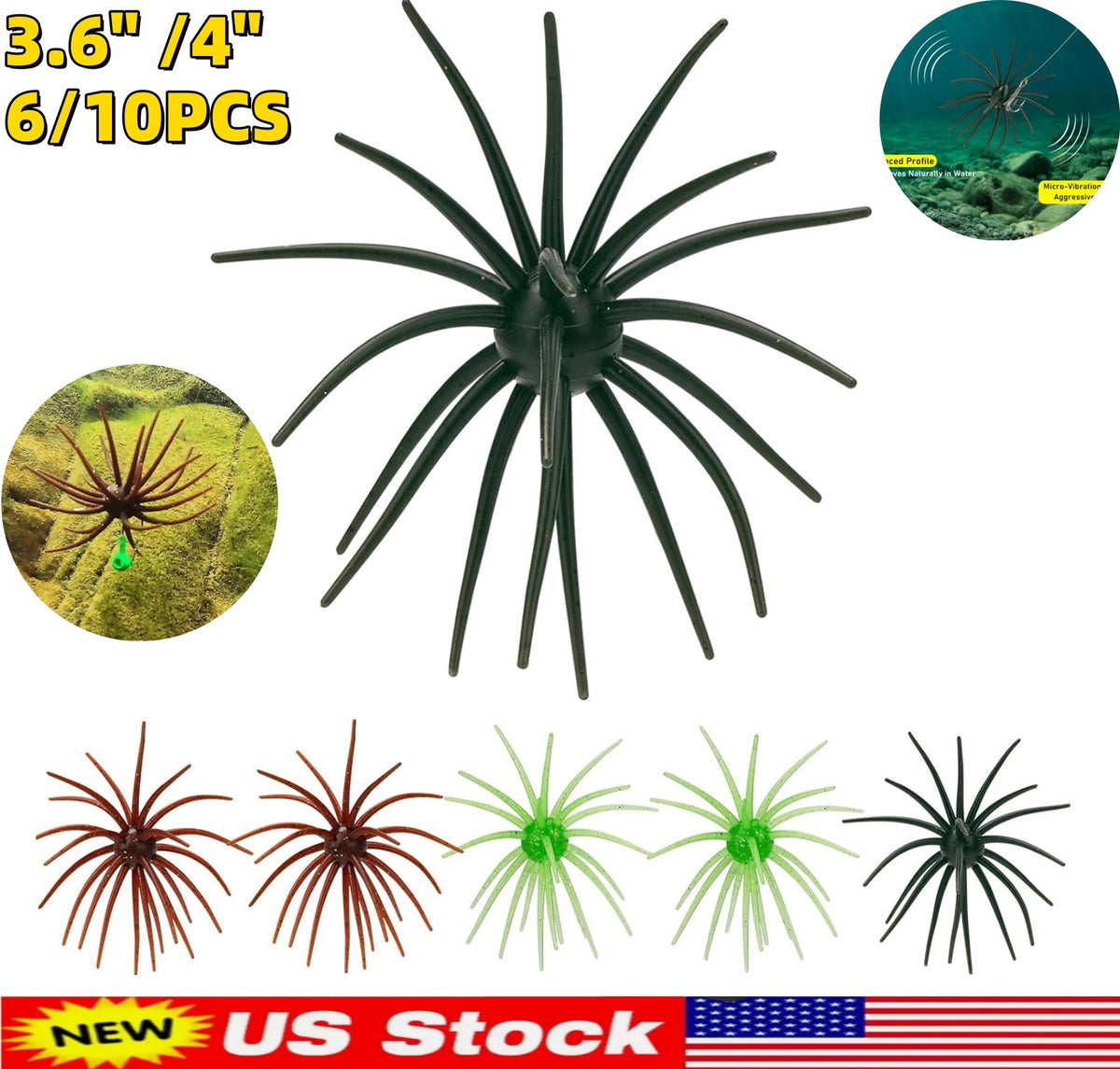 Sea Urchin Soft Plastic Fishing Lures Set for Saltwater and Freshwater