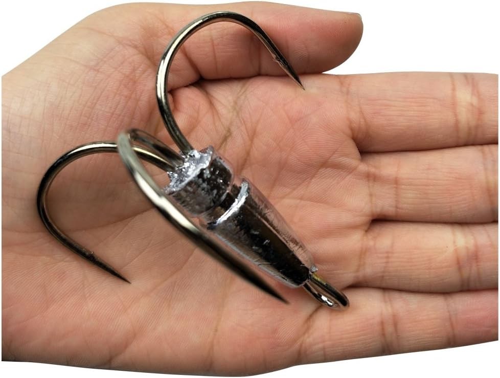 Heavy Duty Treble Fishing Hooks 12/0, 2.1oz Snagging Bait Hooks, 2-Pack