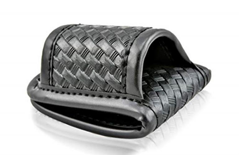 Duty Belt Flashlight Holder - Basketweave Synthetic Leather, Fits 2-2.25 inch Belts