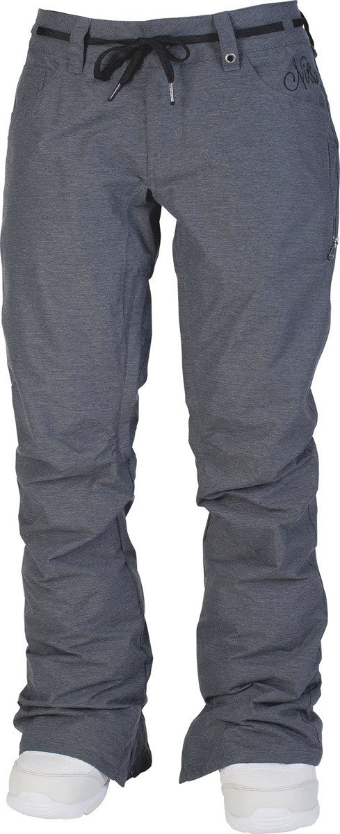 Women's Snowboard Pants Shell Waterproof Slim Fit Heathered Flint Grey