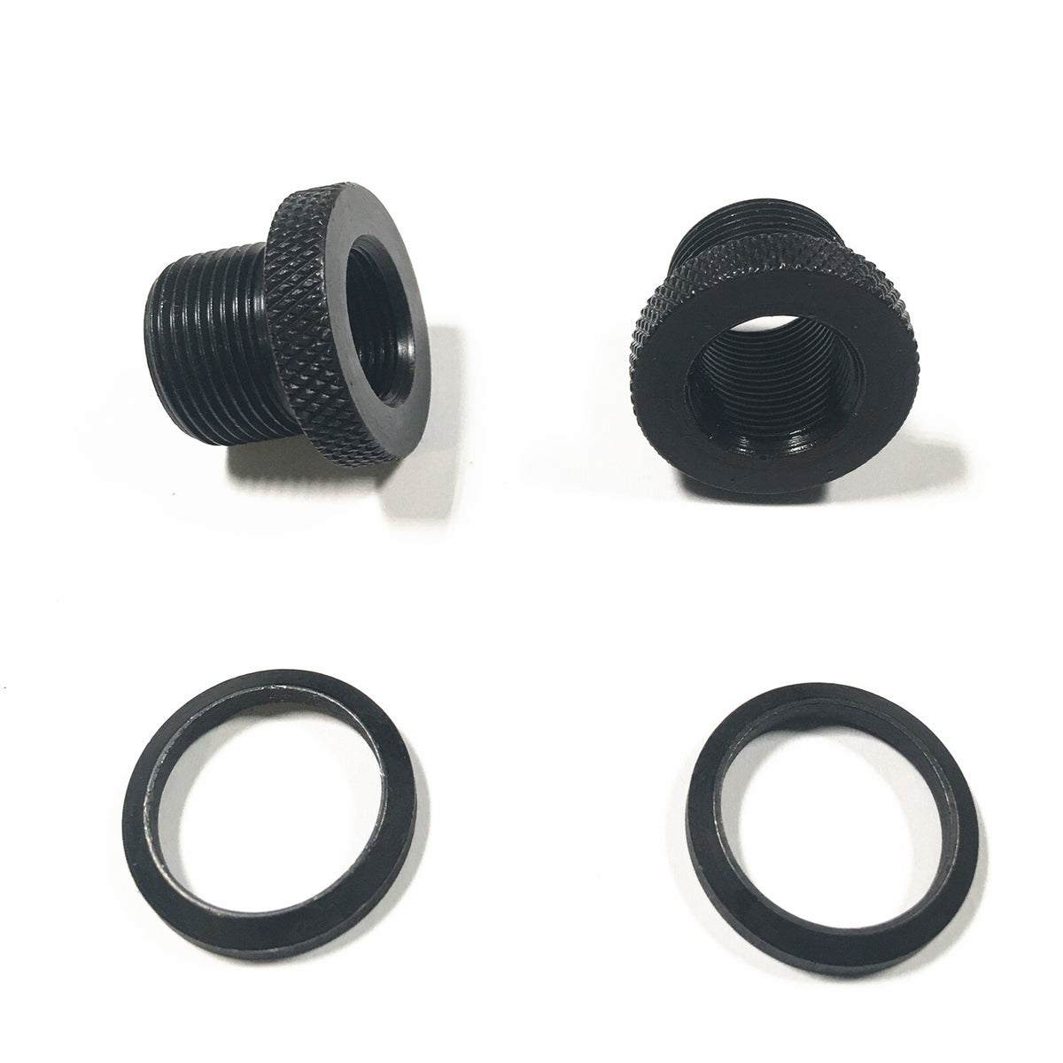 Steel Thread Adapter 1/2x28 to 5/8x24 with Crush Washer - Black Oxide